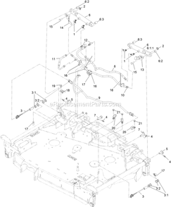 Center Folding Deck Hydraulic Assembly Diagram and Parts List for LZX980EKC96RW0 (406294345-408644345)(2020) Exmark Lawn Mower