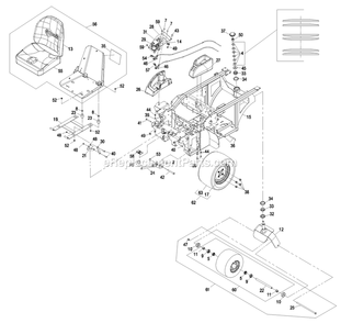Main Frame Group (1) Diagram and Parts List for NAV27KCCA (850000-919999)(2010) Exmark Lawn Mower