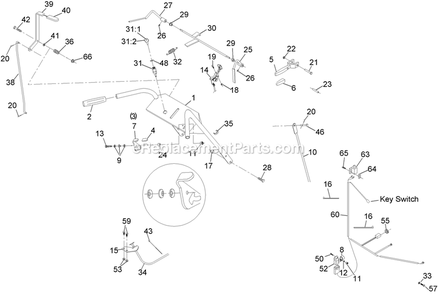 Pistol Grip Upper Handle And Controls Diagram and Parts List for MG481KA322P (313000000-313999999)(2013) Exmark Lawn Mower