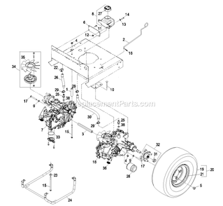 Transaxle Group Diagram and Parts List for PHZ19KA344CA (720000-789999)(2008) Exmark Lawn Mower