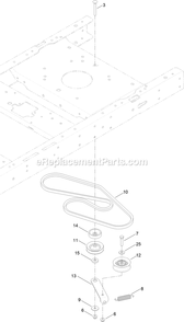 Belt And Idler Assembly Diagram and Parts List for QSS725GKC50200 (315000000-315999999)(2015) Exmark Lawn Mower
