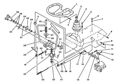 Steering And Motion Controls Diagram and Parts List for EX1800  Exmark Lawn Mower