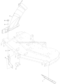 Blade And Lower Tube Assembly Diagram and Parts List for 135-0332 (400000000-499999999)(2017) Exmark Lawn Tractor Accessories