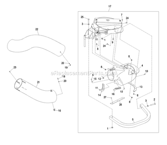 Blower Assembly (4) Diagram and Parts List for LHPUV4448 (790000-849999)(2009) Exmark Lawn Tractor Accessories