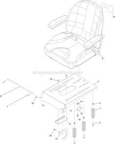 Seat Assembly (1) Diagram and Parts List for QTS708GEM60200 (400000000-402082299)(2017) Exmark Lawn Mower