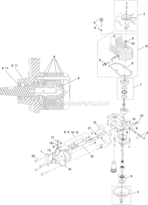 Rh Hydro Assembly Diagram and Parts List for LZE801GKA604B1 (316000000-399999999)(2016) Exmark Lawn Mower