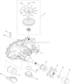 Rh Transaxle Assembly Diagram and Parts List for RAS651GKA483A3 (408644346-411294211)(2021) Exmark Lawn Mower