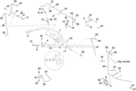 Pistol Grip Upper Handle And Controls Diagram and Parts List for MG481KA322P (312000000-312999999)(2012) Exmark Lawn Mower