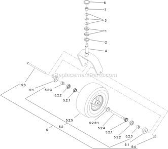 Caster Wheel And Fork Assembly Diagram and Parts List for LZS801PKA724 (312000000-312999999)(2012) Exmark Lawn Mower