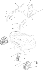 Suspension Traction Assembly Diagram and Parts List for ECX200CKC30000 (408644346-411294211)(2021) Exmark Lawn Mower