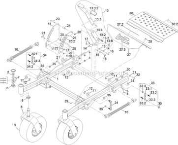 Front Frame Assembly (1) Diagram and Parts List for LZDS902K72RD (314000000-314999999)(2014) Exmark Lawn Mower