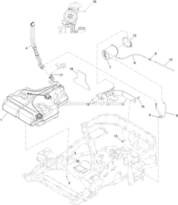 Fuel Tank Assembly (1) Diagram and Parts List for LZX940AKC606T0 (315000000-315999999)(2015) Exmark Lawn Mower