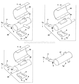 Exhaust (1) Diagram and Parts List for LZ22KC604 (190000-219999)(1999) Exmark Lawn Mower