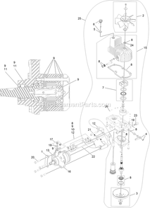 Rh Hydro Assembly Diagram and Parts List for LZX921GKA726C1 (404314159-406294344)(2019) Exmark Lawn Mower