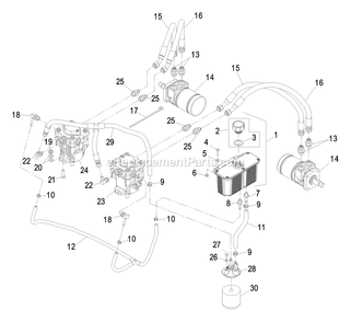 Hydraulics Group Diagram and Parts List for TT23KCE (600000-669999)(2006) Exmark Lawn Mower