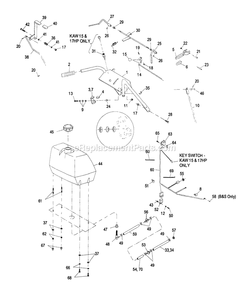 Upper Handles And Controls Diagram and Parts List for M4815KA (220000-259999)(2000) Exmark Lawn Mower
