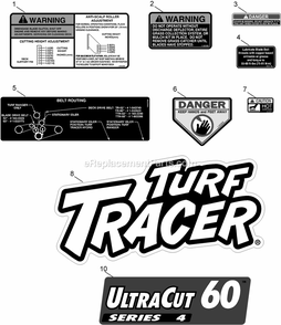 Decals Diagram and Parts List for FMD604 (313000000-313999999)(2013) Exmark Lawn Mower