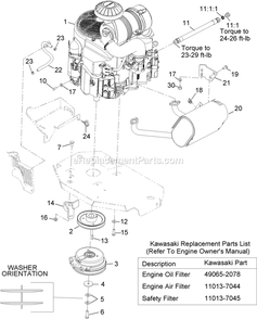 Engine Assembly Diagram and Parts List for LZS801KA524 (314000000-314999999)(2014) Exmark Lawn Mower