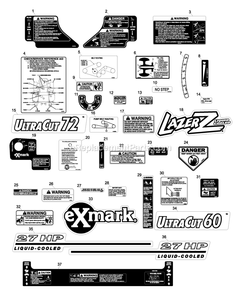 Decal Group Diagram and Parts List for LZ27LKA604 (510000-539999)(2005) Exmark Lawn Mower