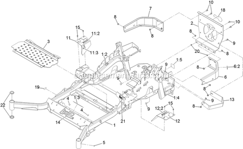 Main Frame Assembly Diagram and Parts List for LZS801GKA72400 (315000000-315999999)(2015) Exmark Lawn Mower