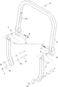 Roll-Over Protection System Assembly Diagram and Parts List for LZAS29KA724LP (850000-919999)(2010) Exmark Lawn Mower