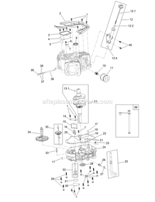 Crankcase And Crankshaft Assembly Diagram and Parts List for QZS708GEM54200 (408644346-411294211)(2021) Exmark Lawn Mower