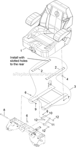 Seat Assembly Diagram and Parts List for LZDS902K605 (313000000-313999999)(2013) Exmark Lawn Mower
