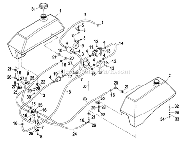 Fuel Group (2) Diagram and Parts List for LZ22KC604 (190000-219999)(1999) Exmark Lawn Mower
