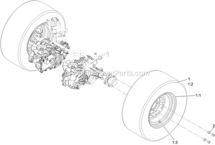Rear Wheel Assembly Diagram and Parts List for RAS651GKA48CA3 (411294212-999999999)(2022) Exmark Lawn Mower