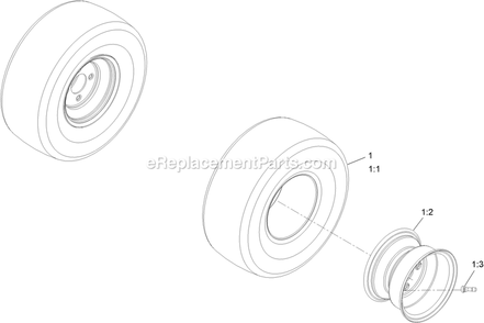 Rear Tire And Wheel Assembly Diagram and Parts List for QZE725GKC42200 (411294212-999999999)(2022) Exmark Lawn Mower