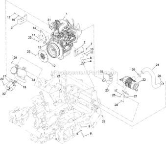 Engine, Muffler And Air Cleaner Assembly Diagram and Parts List for LZS80TDYM604W0 (406294345-408644345)(2020) Exmark Lawn Mower