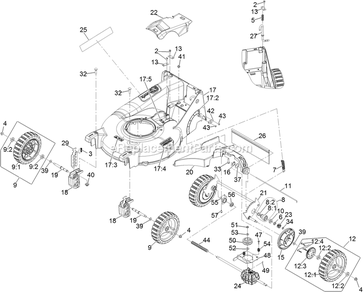 Deck And Wheel Assembly Diagram and Parts List for ECS180GKA21000 (400000000-402082299)(2017) Exmark Lawn Mower
