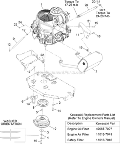 Engine Assembly Diagram and Parts List for LZE600KA484 (312000000-312999999)(2012) Exmark Lawn Mower