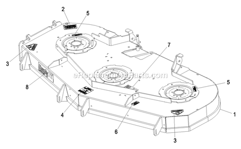 Deck With Decals Assembly (4) Diagram and Parts List for LZAS20BV484 (790000-849999)(2009) Exmark Lawn Mower