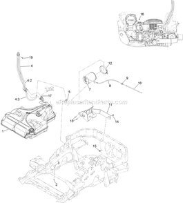 Fuel Assembly Diagram and Parts List for LZS749AKC72400 (402082300-404314158)(2018) Exmark Lawn Mower