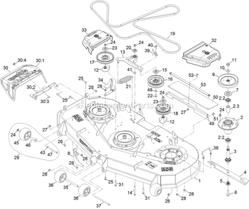 Deck Assembly Diagram and Parts List for STS730GKA60400 (404314159-406294344)(2019) Exmark Lawn Mower