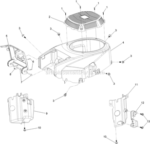 Blower Housing Assembly Diagram and Parts List for RAE708GEM52300 (404314159-406294344)(2019) Exmark Lawn Mower