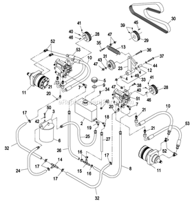 Hydraulic Group Diagram and Parts List for LZ23KA604 (260000-319999)(2001) Exmark Lawn Mower