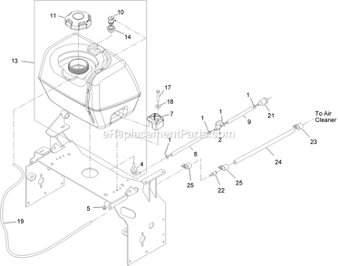 Fuel Tank Assembly Diagram and Parts List for TTX650EKCE604 (313000000-313999999)(2013) Exmark Lawn Mower