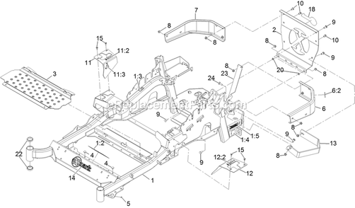 Main Frame Assembly Diagram and Parts List for LZS651CKA484A2 (404314159-407114159)(2019) Exmark Lawn Mower