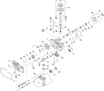 Rh Transaxle Assembly Diagram and Parts List for QZS708GEM50200 (404314159-406294344)(2019) Exmark Lawn Mower