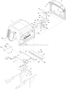 Hopper Assembly (1) Diagram and Parts List for NVS740CKC42000 (406294345-408644345)(2020) Exmark Lawn Mower
