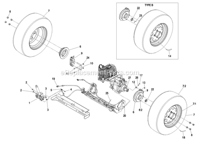 Park Brake Group Diagram and Parts List for LZA20KAS484 (850000-919999)(2010) Exmark Lawn Mower