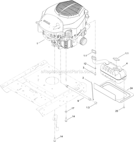 Engine And Muffler Assembly Diagram and Parts List for QTE735KC501 (314000000-314999999)(2014) Exmark Lawn Mower