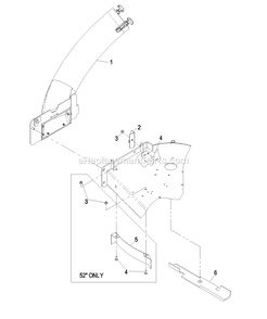 Lower Chute Assembly Diagram and Parts List for 109-9764 (720000-789999)(2008) Exmark Lawn Tractor Accessories