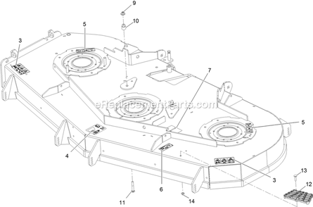 Deck With Decals Assembly Diagram and Parts List for LZE801GKA724A1 (408644346-999999999)(2021) Exmark Lawn Mower