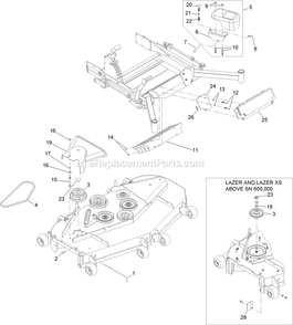 Weight And Belt Drive Components (1) Diagram and Parts List for UVD6672 (600000-669999)(2006) Exmark Lawn Tractor Accessories