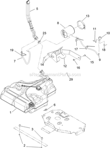 Fuel Tank Mounting Assembly Diagram and Parts List for LZS22KA484CA (920000-999999)(2011) Exmark Lawn Mower