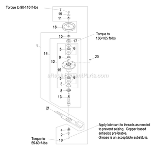Spindle Assembly Diagram and Parts List for LHP20KC505 (600000-669999)(2006) Exmark Lawn Mower
