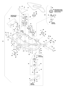 Deck Group (1) Diagram and Parts List for LAS23KC524 (600000-669999)(2006) Exmark Lawn Mower